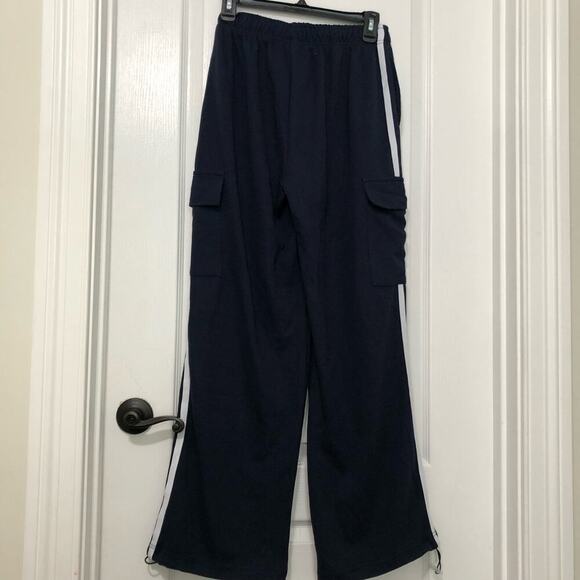 Commense Womens Side Panel Cargo Sweatpants Drawstring Long Pants Navy Large NWT - Picture 9 of 12